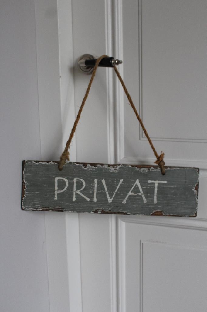 Houten tekstbordje Privat in brocante stijl *Pronck & Praal*, Ophalen of Verzenden