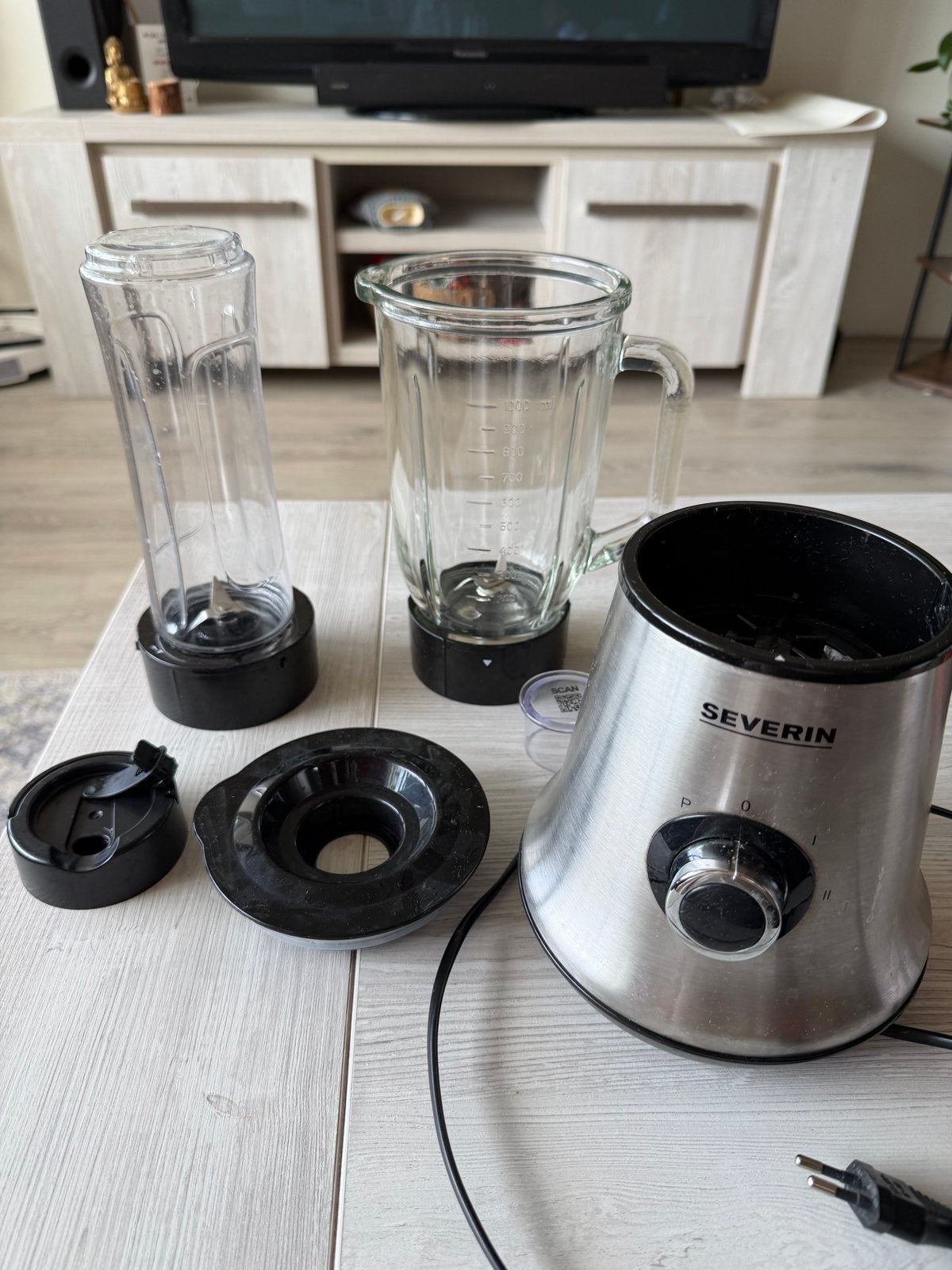 Severin 2-in-1 Multimixer + Smoothie Mix & Go 500W, 1 tot 2 liter, Ophalen of Verzenden, Zo goed als nieuw, Vaatwasserbestendig