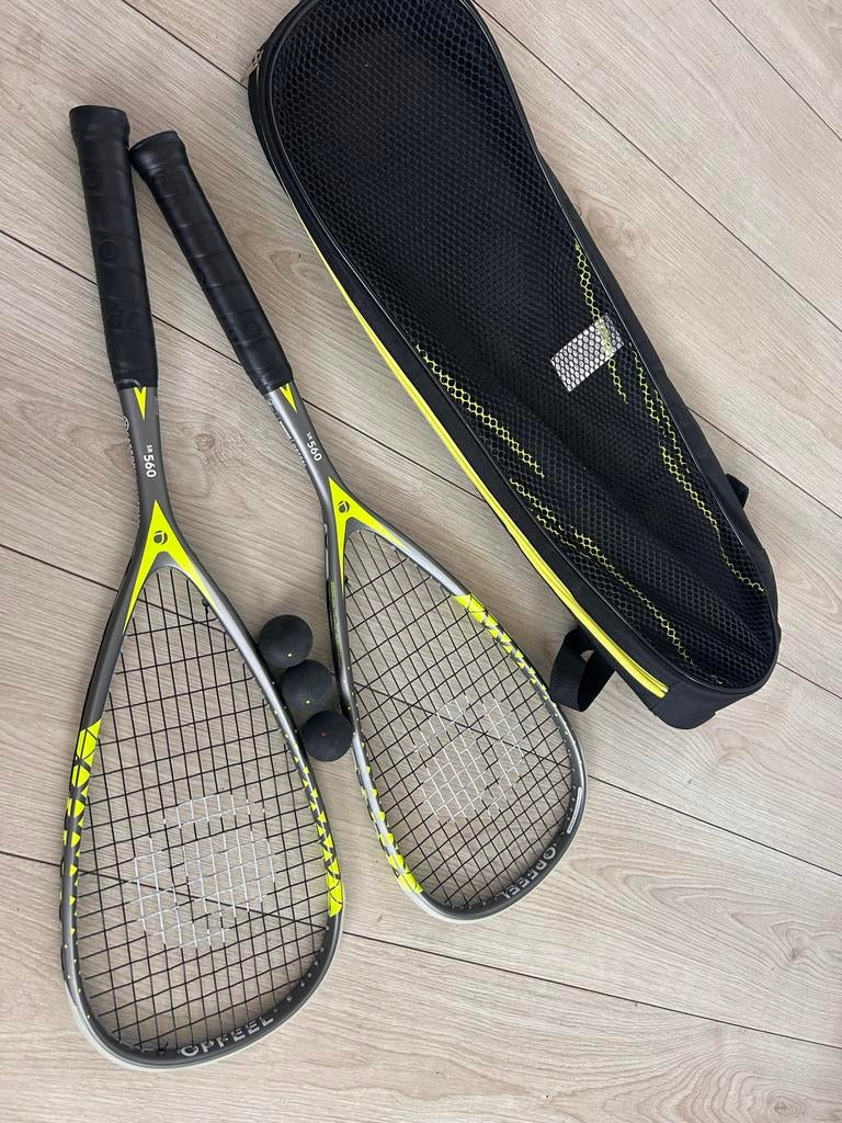 Squash Racket Set - Opfeel 560 met 2 rackets en tas, Ophalen of Verzenden, Zo goed als nieuw
