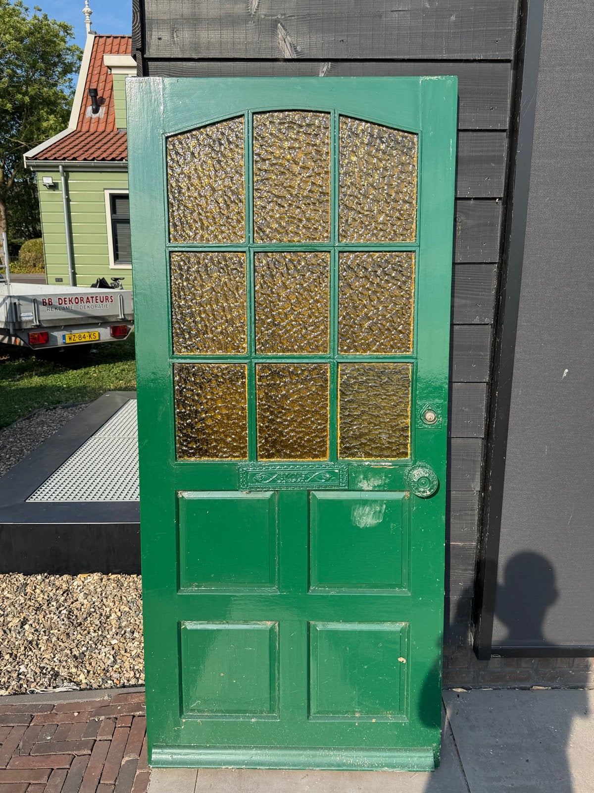 Houten voordeur met glas, 200,5x89,5 cm, Ophalen, Gebruikt, 80 tot 100 cm, Buitendeur