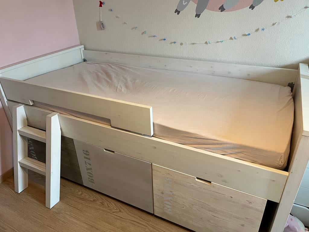 Bopita halfhoogslaper 90x200, Kinderen en Baby's, Kinderkamer | Bedden, Ophalen, 85 tot 100 cm, Lattenbodem, Zo goed als nieuw