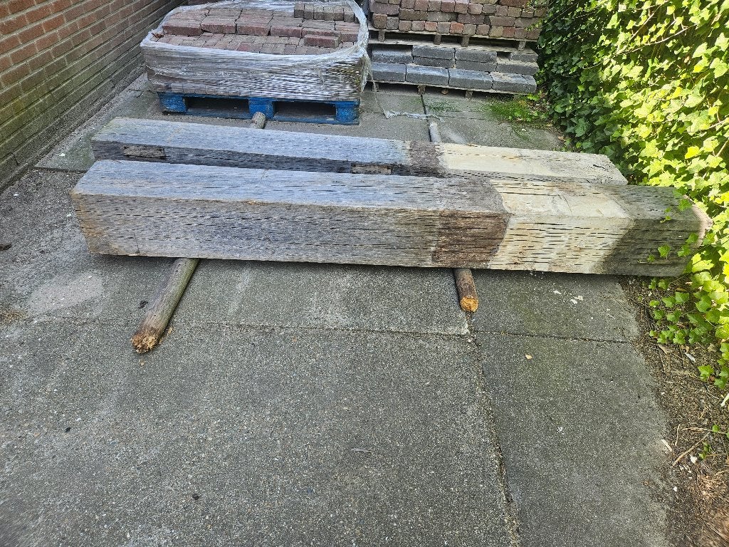 Eikenhout palen 25x25 cm x200cm, Ophalen, Gebruikt, 180 tot 250 cm, Palen