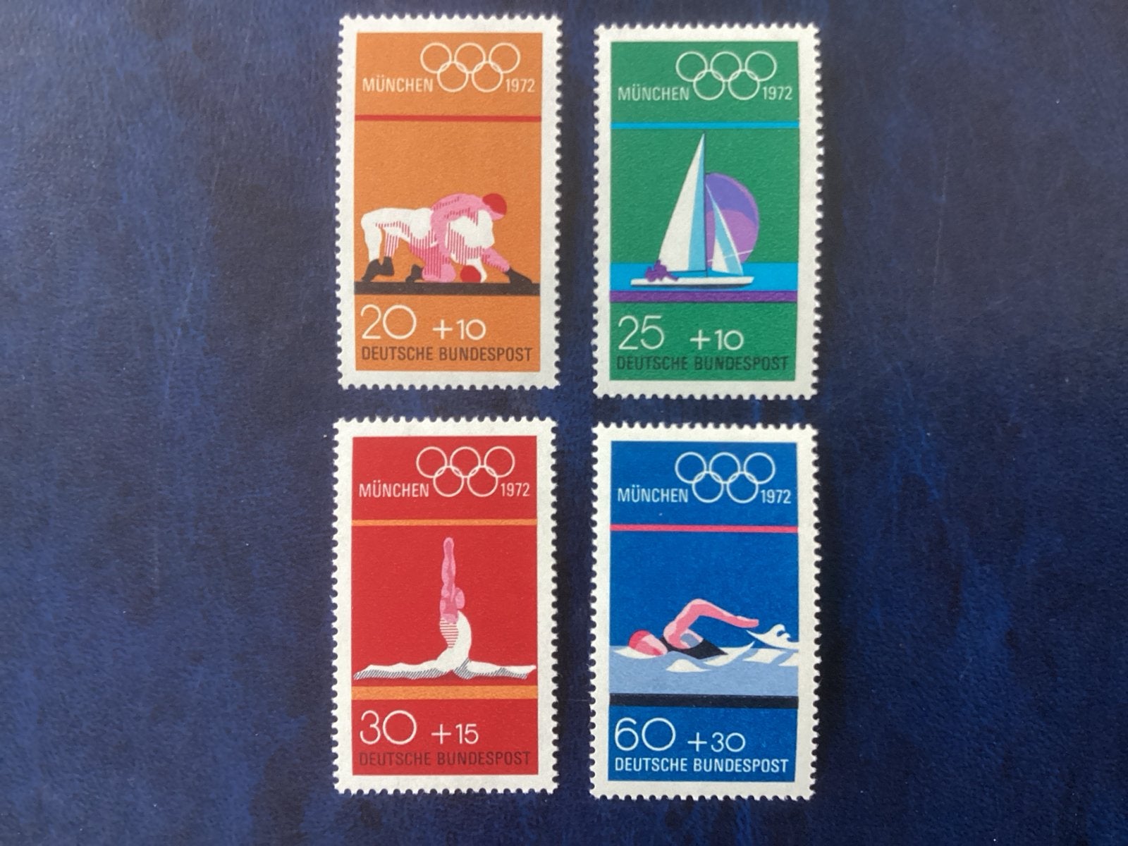 Duitse postzegels Olympische Spelen München 1972 postfris, Ophalen of Verzenden, Na 1940, Gestempeld