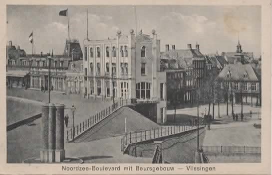 Vlissingen Noordzee-Boulevard met Beursgebouw, Verzenden, 1920 tot 1940, Gelopen, Zeeland