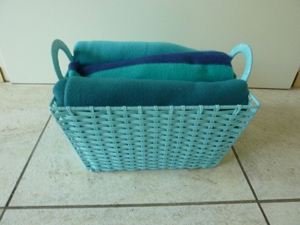 3 nieuwe plaids in mandje., Nieuw, Ophalen of Verzenden, Blauw, Polyester