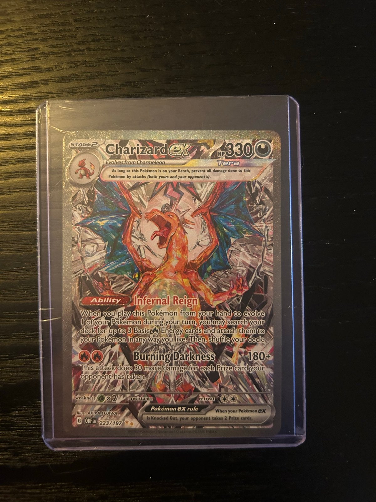 Charizard EX 223/197 Obsidian Flames Pokémon Kaart, Ophalen of Verzenden, Zo goed als nieuw, Losse kaart, Foil