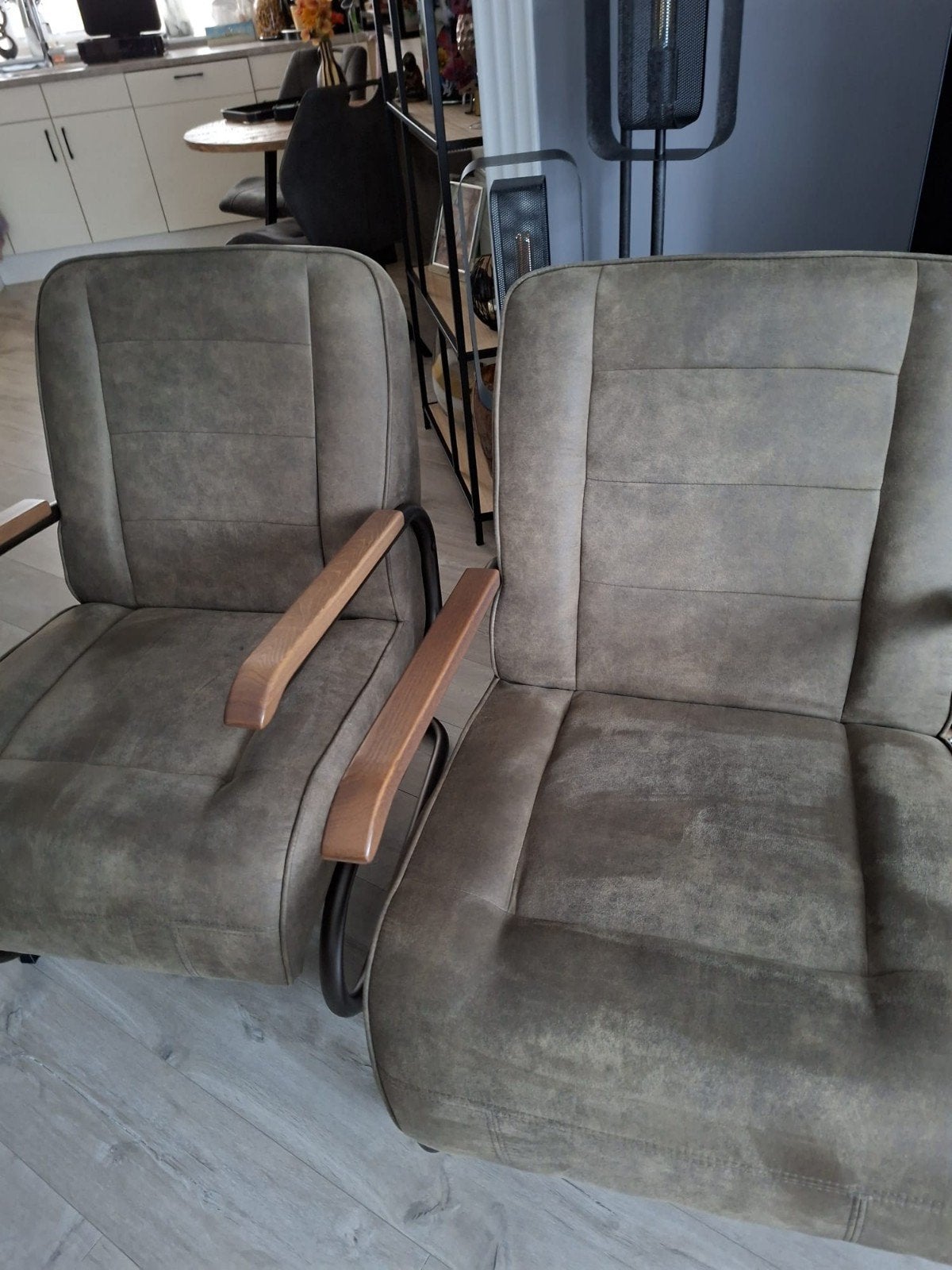 2x Fauteuil Ivar - stof - olijfgroen, Ophalen, 75 tot 100 cm, Zo goed als nieuw, Stof