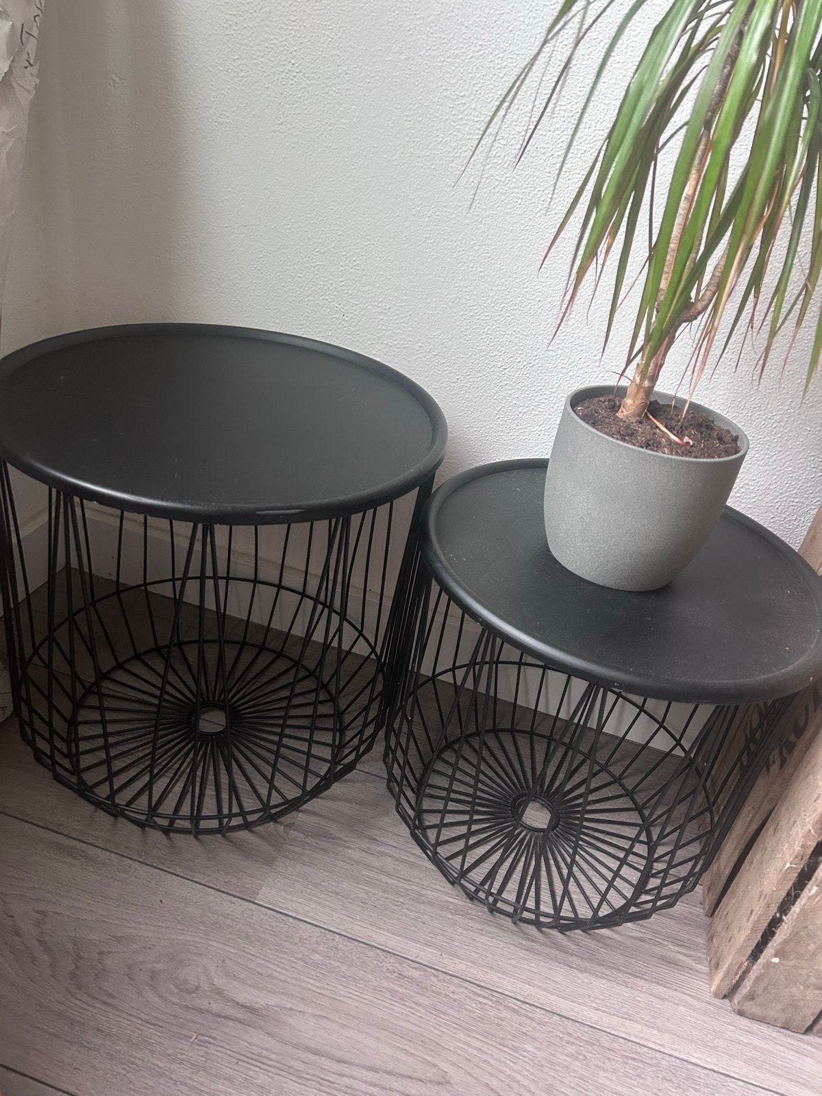 Set van 2 zwarte bijzettafels, Huis en Inrichting, Ophalen, Minder dan 45 cm, Minder dan 55 cm, Gebruikt