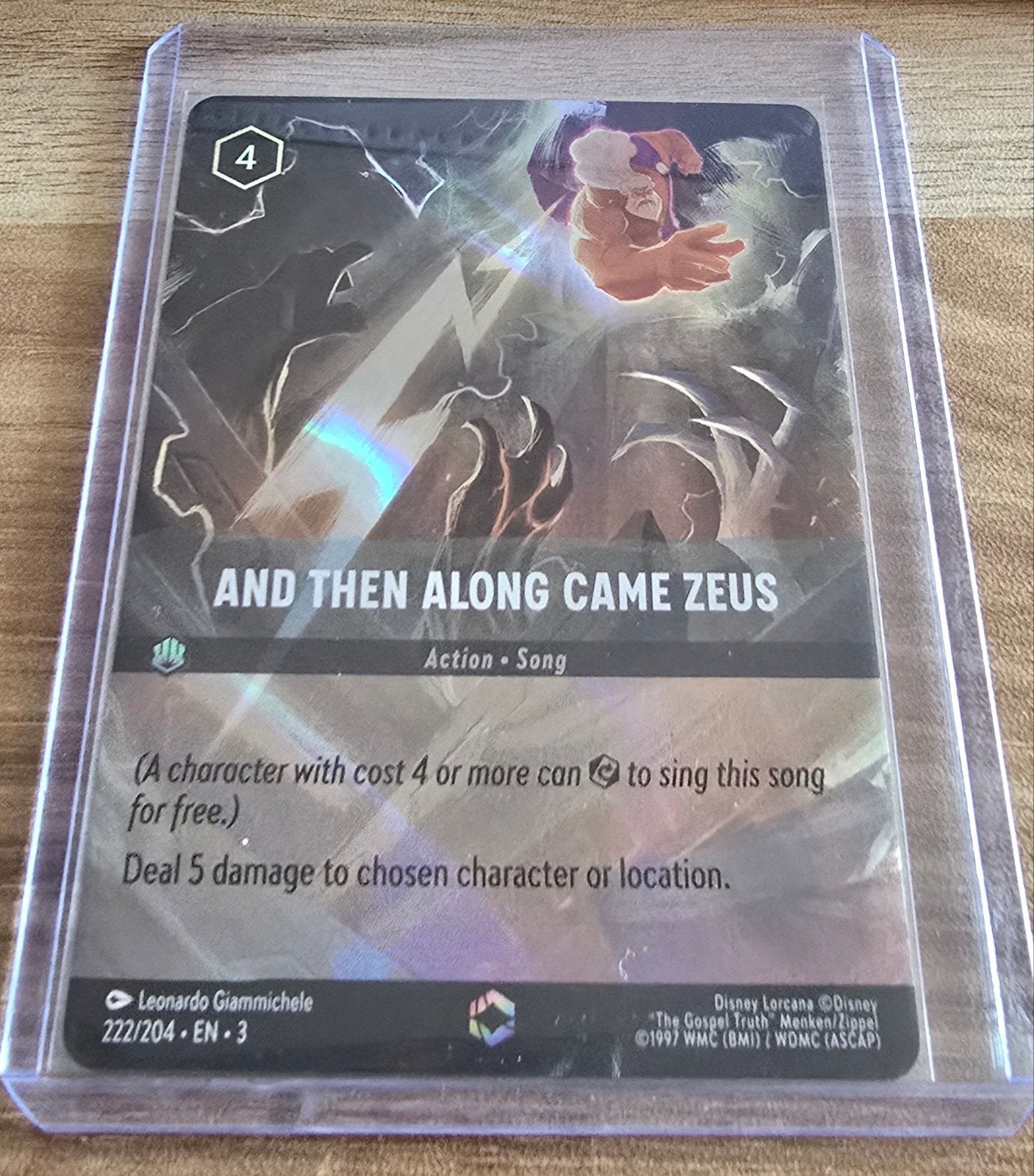 Enchanted Lorcana 222/204 And Then Along Came Zeus, Ophalen of Verzenden, Zo goed als nieuw, Losse kaart, Foil