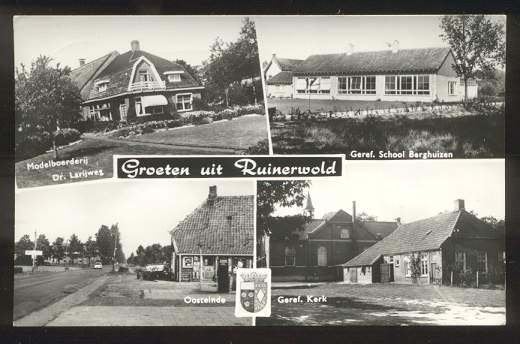 Groeten uit Ruinerwold school Berghuizen / 4 Luik, Ophalen of Verzenden, 1960 tot 1980, Gelopen, Drenthe