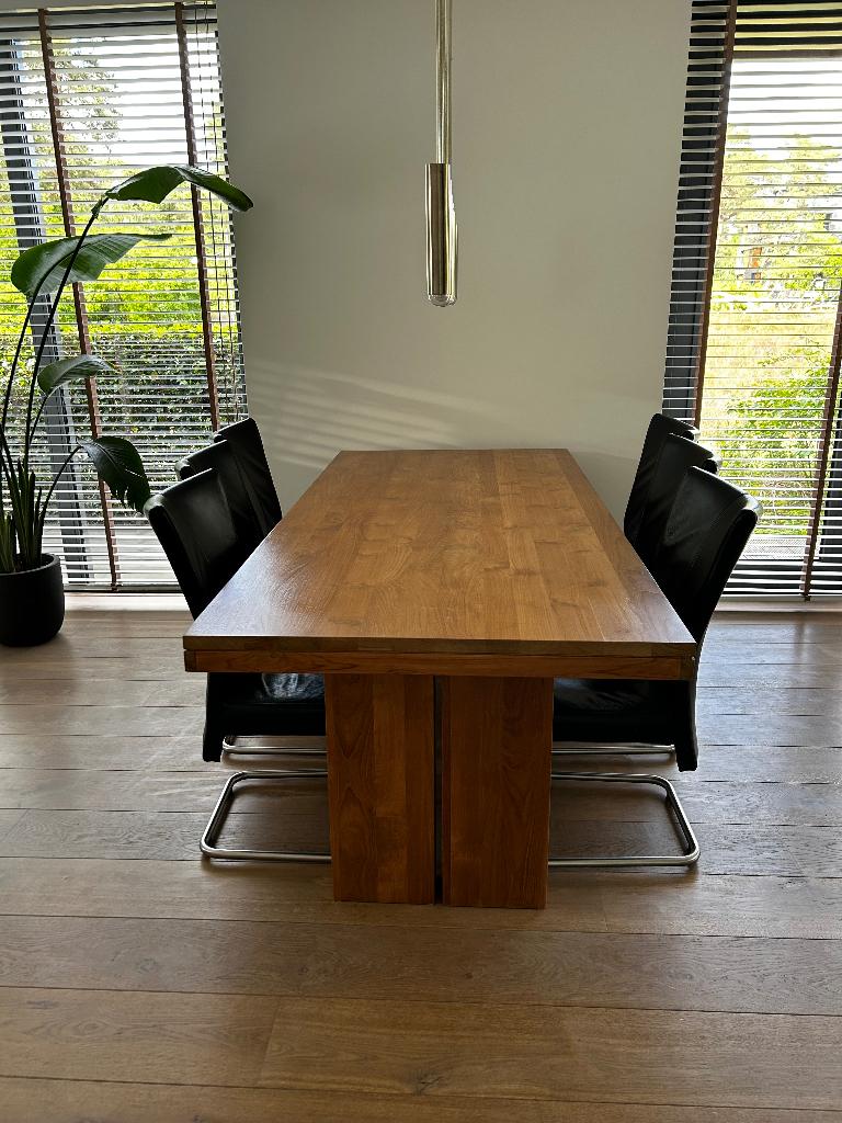 Teakhouten eettafel Double van Foucault, Ophalen, Modern teak, Teakhout, 200 cm of meer