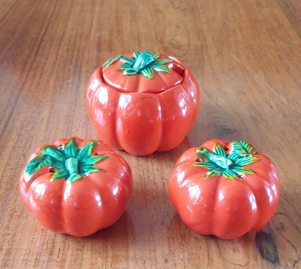 te koop: aardewerk peper - zoutstel en mosterdpotje jaren 40, Ophalen of Verzenden