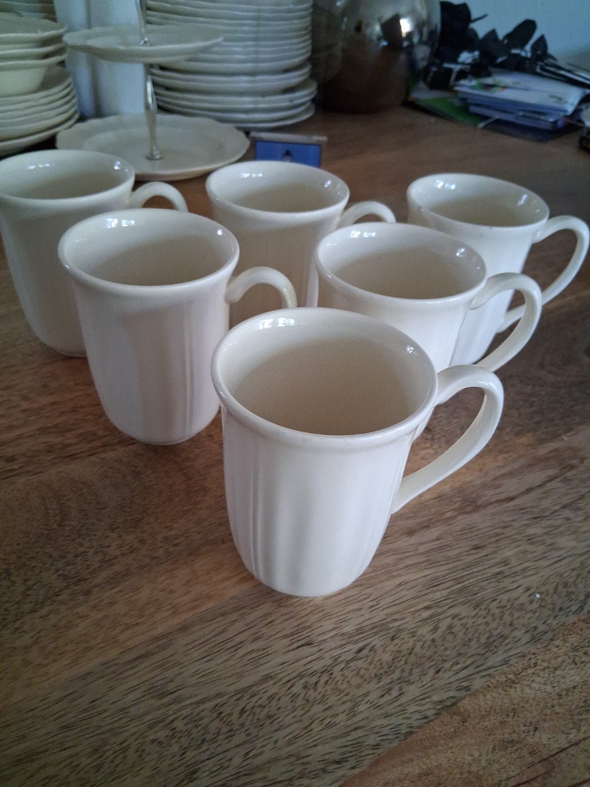 Wedgwood Queens Plain 6 Bekers, Ophalen of Verzenden, Zo goed als nieuw, Porselein, Kop(pen) en/of Schotel(s)