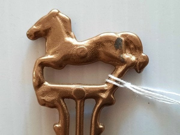Vintage Messing Kaarsendover Scandinavische Stijl met Paard, Ophalen of Verzenden