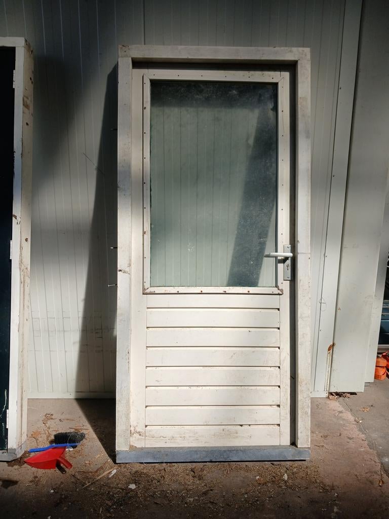Hardhouten kozijn hardhouten deur dubbel glas HR, Ophalen of Verzenden, Hout, 75 tot 150 cm, Deurkozijn