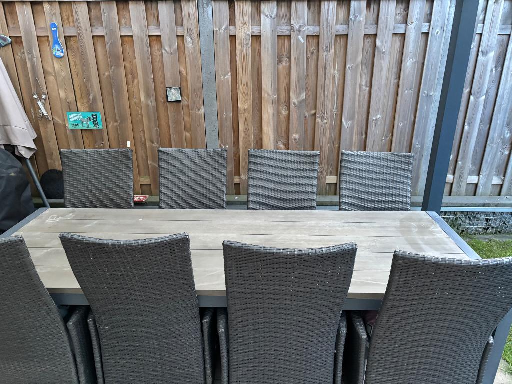 Tuinset Bois Le Duc incl 8 stoelen, Ophalen, Gebruikt, 8 zitplaatsen, Tuinset