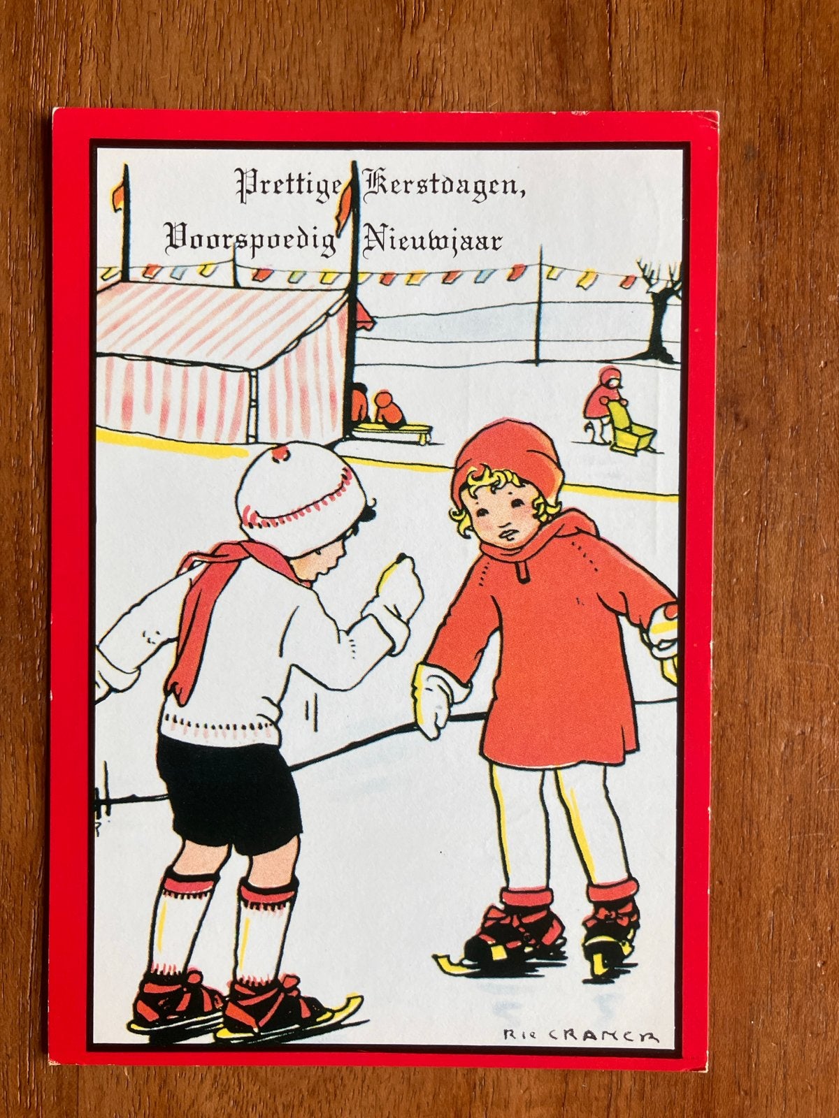 Schaatsende Kinderen - Rie Cramer 1975, Ophalen of Verzenden, 1960 tot 1980, Gelopen, Kinderen