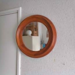 PRACHTIGE EIKEN SPIEGEL DOORSNEE 45 CM, Ophalen, Minder dan 50 cm, Rond, Nieuw