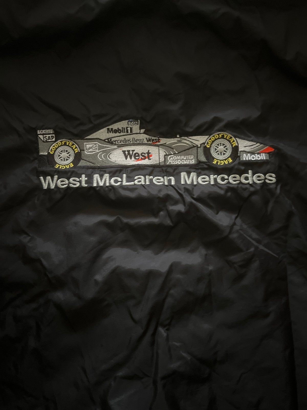 Vintage West McLaren Mercedes Kimi Raïkkönen Racing Jas XL, Ophalen of Verzenden, Gedragen, Maat 46/48 (XL) of groter, Zwart