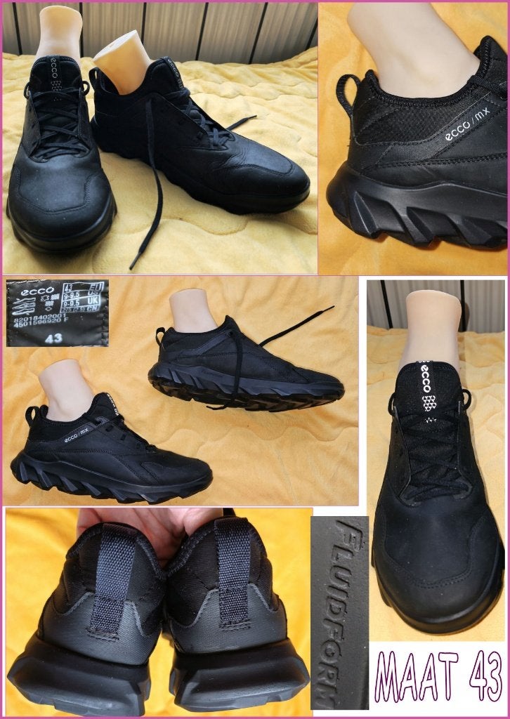 ECCO zwarte leren sneakers maat 43 zgan, Ecco, Zwart, Ophalen of Verzenden, Sneakers of Gympen