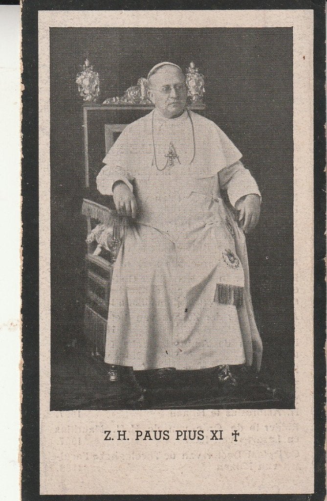 Z.H. Paus Pius XI - Bidprentje 1857-139, Ophalen of Verzenden, Gebruikt, Kaart of Prent, Christendom | Katholiek
