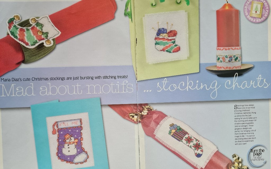 12 Stocking charts Kerst borduurpatronen, Ophalen, Nieuw, Handborduren, Patroon