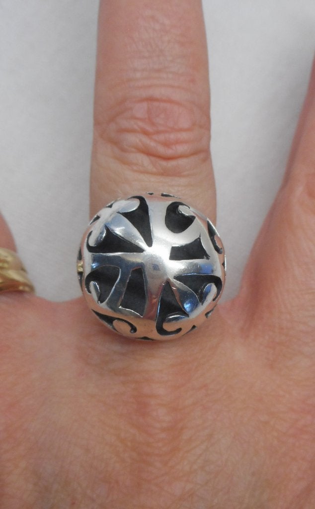 Zilveren bijzondere modernist ring maat 17 nr.1487, Sieraden, Tassen en Uiterlijk, Antieke sieraden, Verzenden, Zilver, Ring