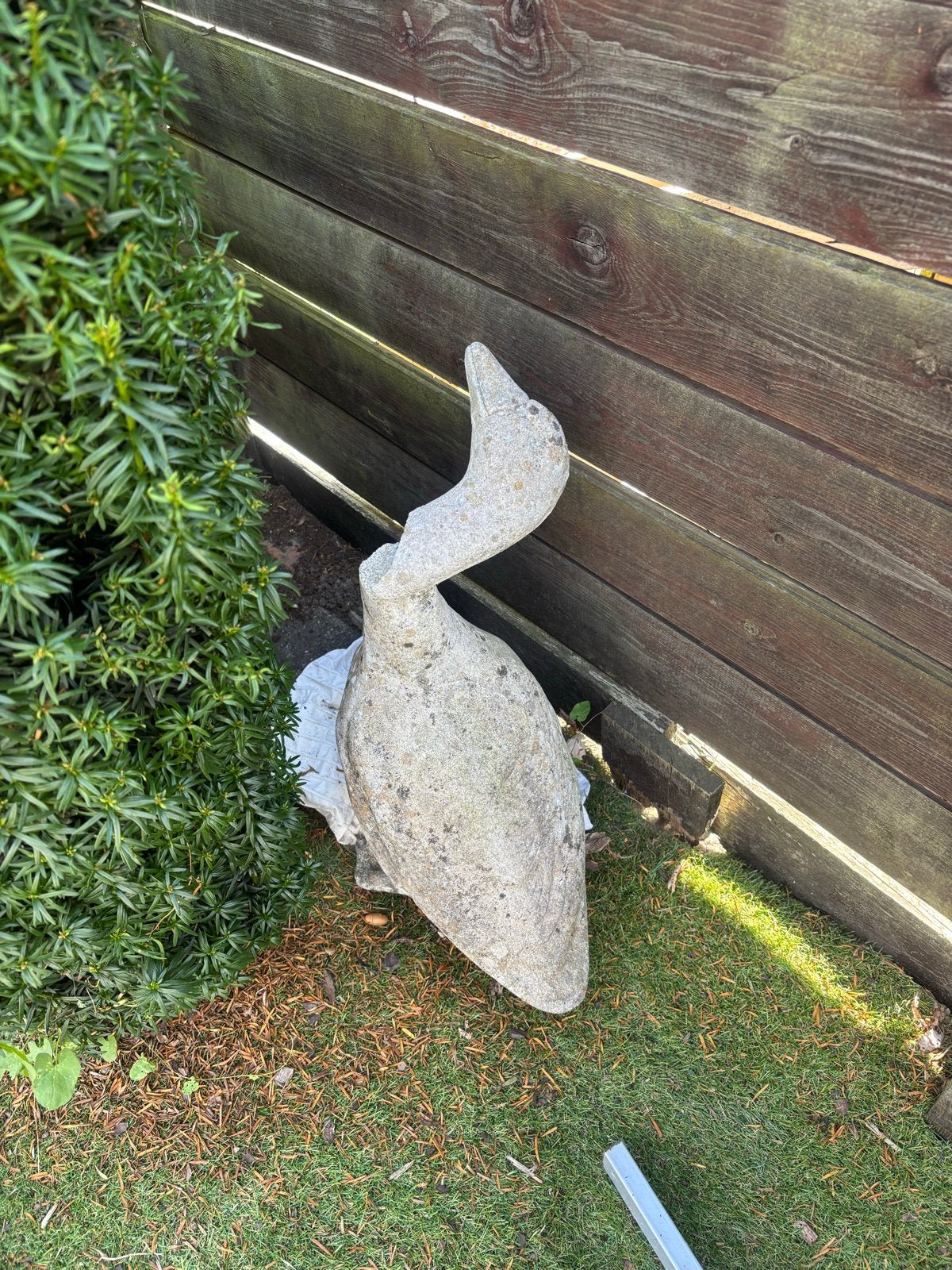 Stenen tuindecoratie: sierlijke vogel ‘hoofd gebroken’, Tuin en Terras, Ophalen, Gebruikt, Steen, Dierenbeeld