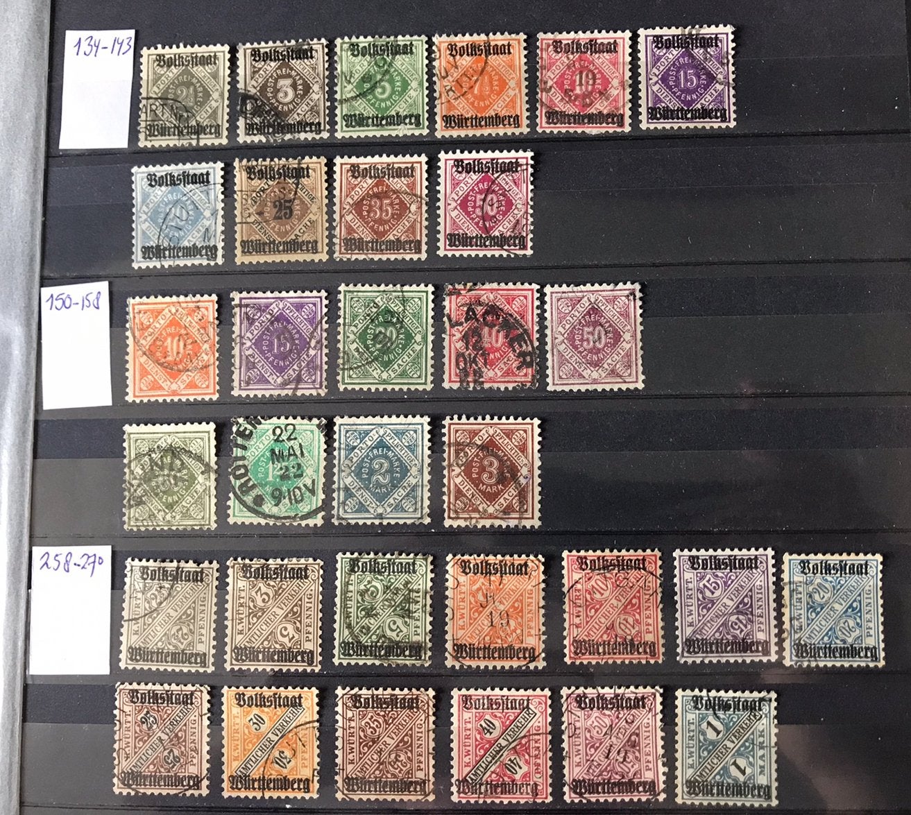 Kavel Wurttemberg Duitse Staten gestempeld, Ophalen of Verzenden, Duitse Keizerrijk, Gestempeld