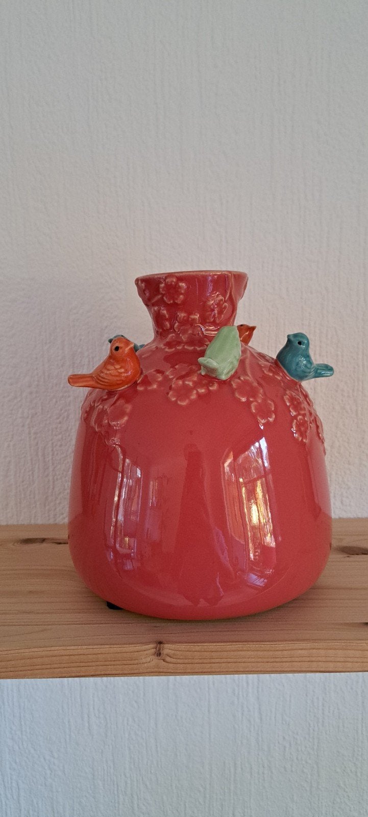 vaas met vogeltjes, Ophalen, Rood, Steen/keramiek
