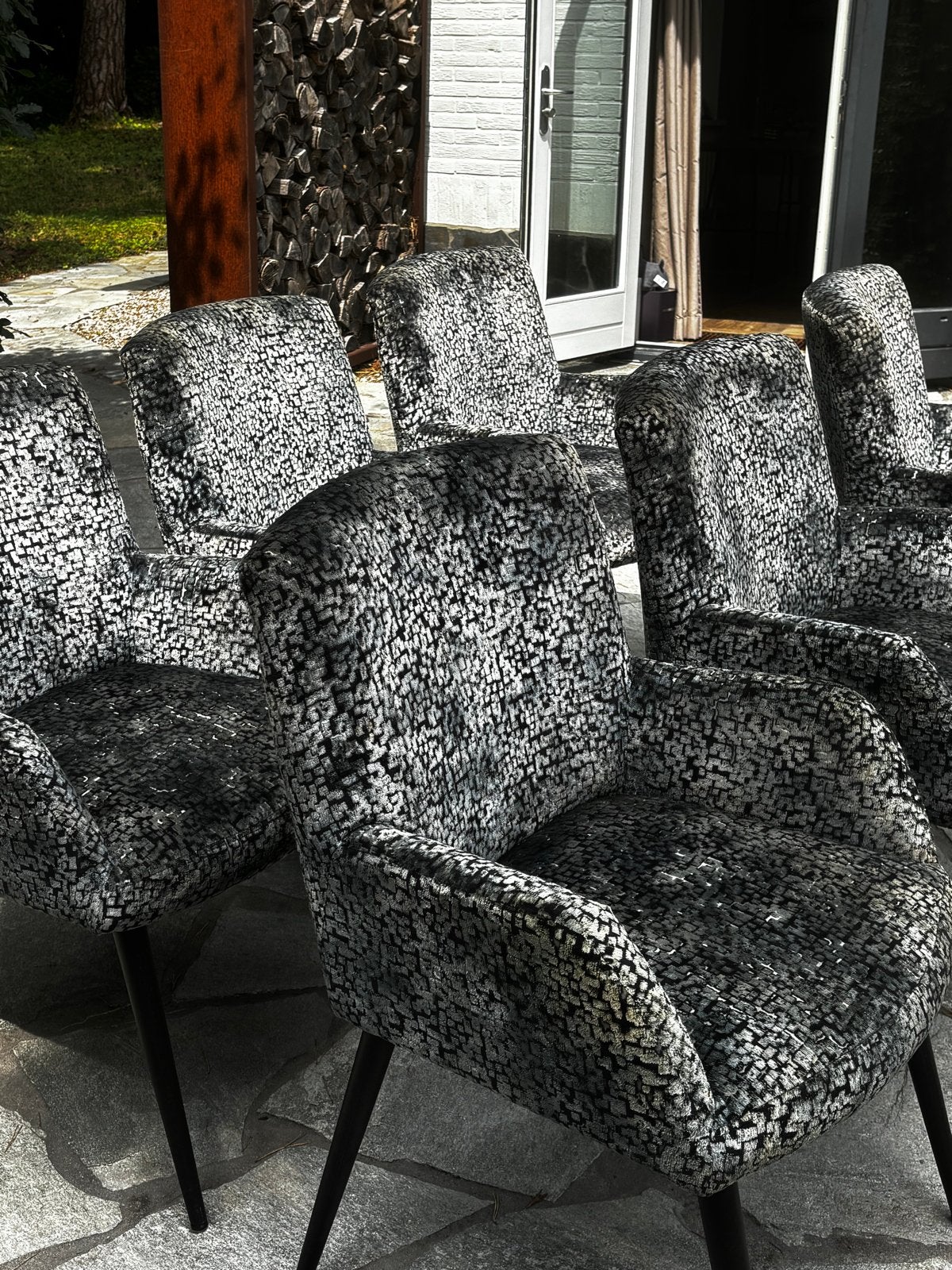 Set van 6 gestoffeerde eetkamerstoelen met armleuningen, Huis en Inrichting, Gebruikt, Ophalen of Verzenden, Vijf, Zes of meer stoelen