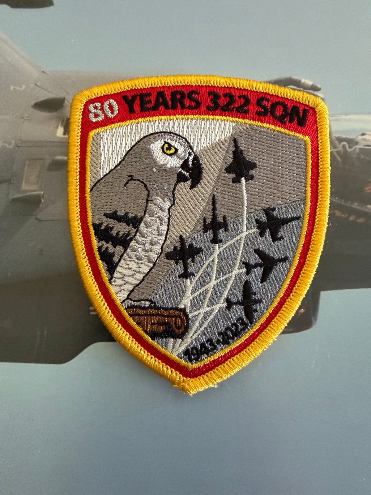 80 Jaar 322 Squadron groot Patch Rnlaf, Ophalen of Verzenden, Luchtmacht, Nederland, Embleem of Badge