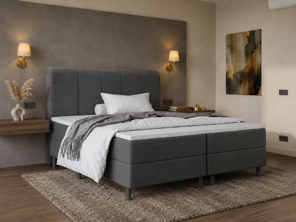 ACTIE Boxspring 180 x 200 - stof Antra | Luxe Pocketboxen!, Overige kleuren, Verzenden, 180 cm, 200 cm