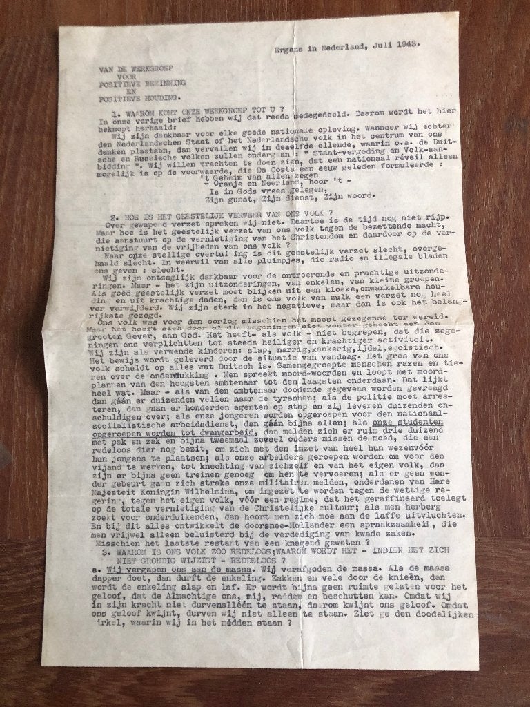 Illegale krant Juli 1943. Ergens in Nederland. Van de werk-, Ophalen of Verzenden, Overige onderwerpen, Tweede Wereldoorlog, Gelezen