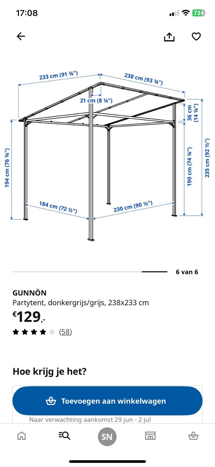 Ikea gunnön, Ophalen, Gebruikt, Minder dan 5 meter