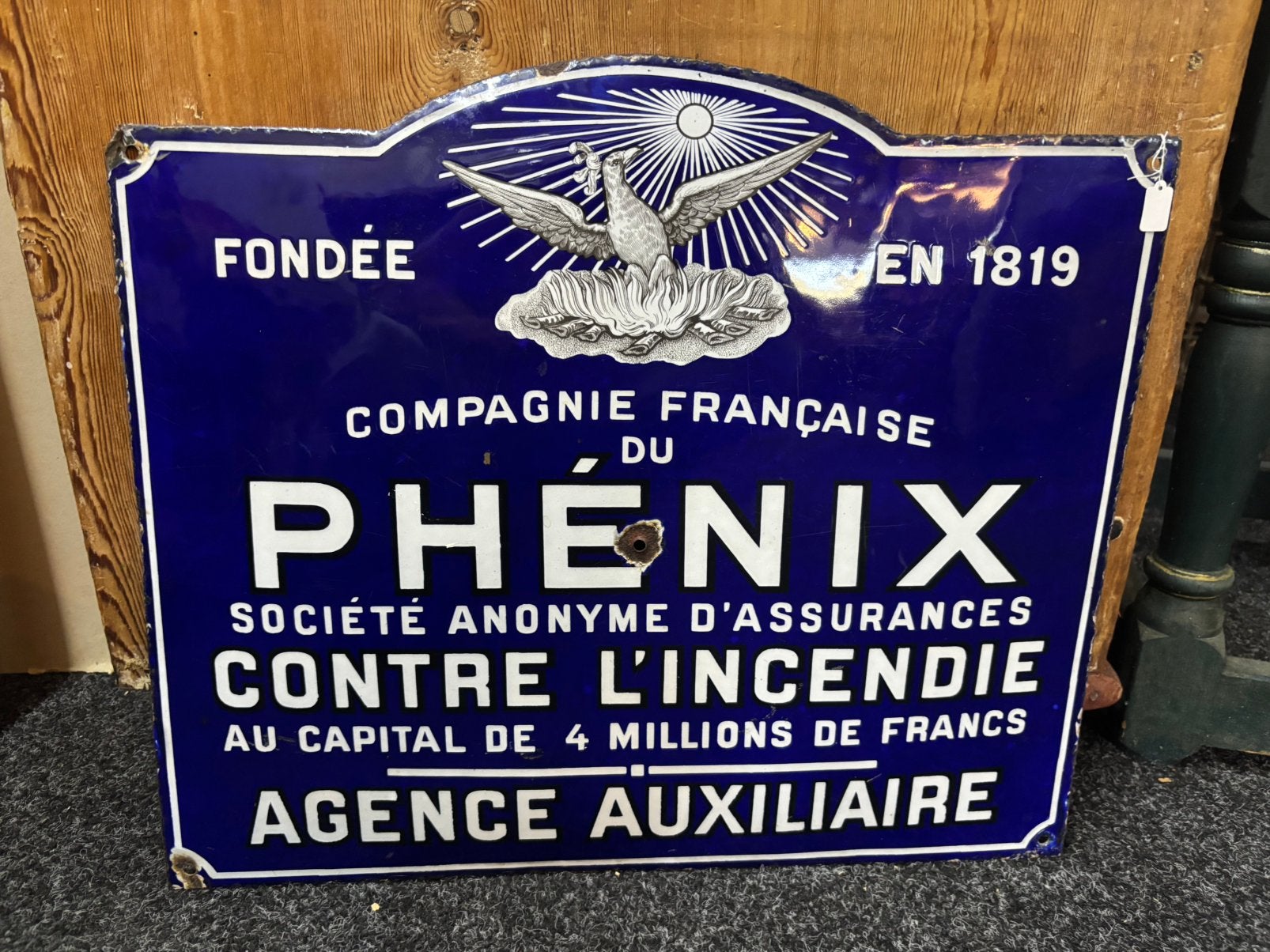 Emaille frans bord carlotte antiek en brocante, Ophalen of Verzenden