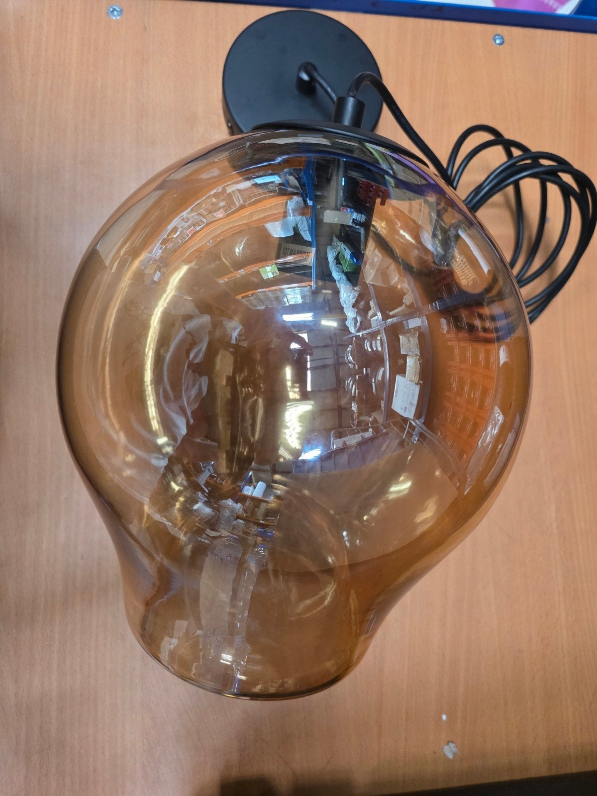 Moderne Amber Glazen Hanglamp - Zwart Design, Huis en Inrichting, Lampen | Hanglampen, Nieuw, Ophalen of Verzenden, Glas, Nvt