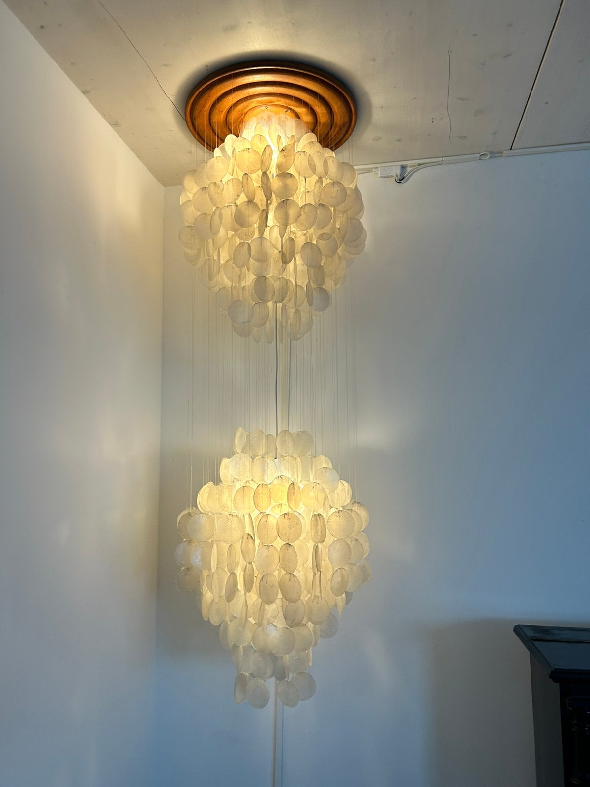 Schelpen hanglamp, Ophalen, Gebruikt, Hout, 50 tot 75 cm