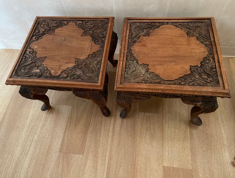 Antieke Aziatische houten bijzettafels, Ophalen