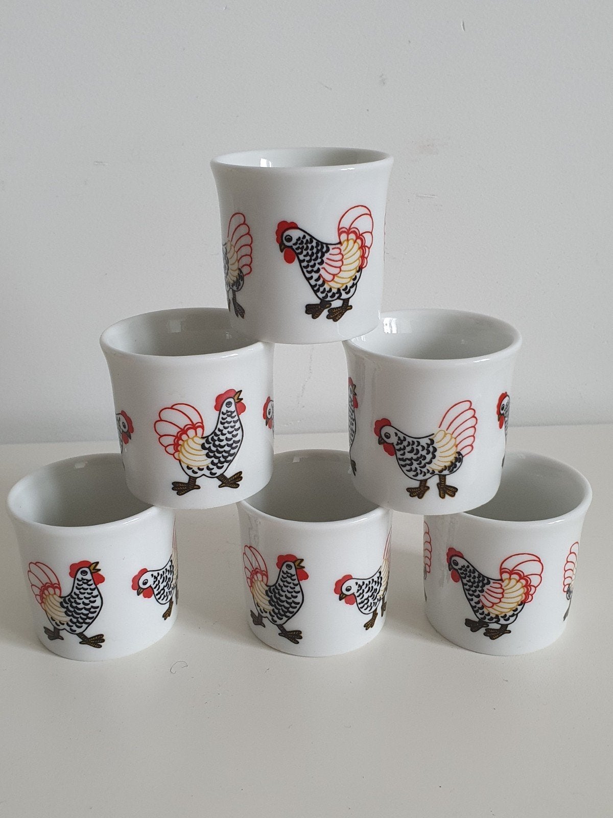 Vintage 6 eierdoppen.  Niet gebruikt, Ophalen of Verzenden, Glas, Overige stijlen