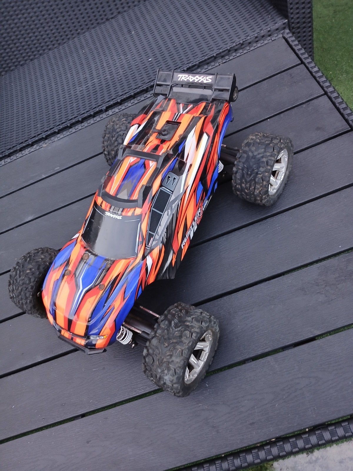 (bieden)   Traxxas Rustler VXL 4×4 RC Auto met extra's, Auto offroad, Zo goed als nieuw, Schaal 1:10, RTR (Ready to Run)