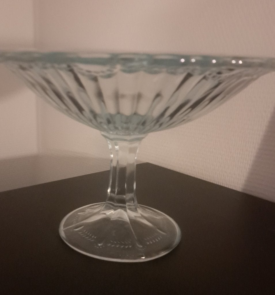 Vintage fruitschaal, glas, op voet, Antiek en Kunst, Ophalen of Verzenden