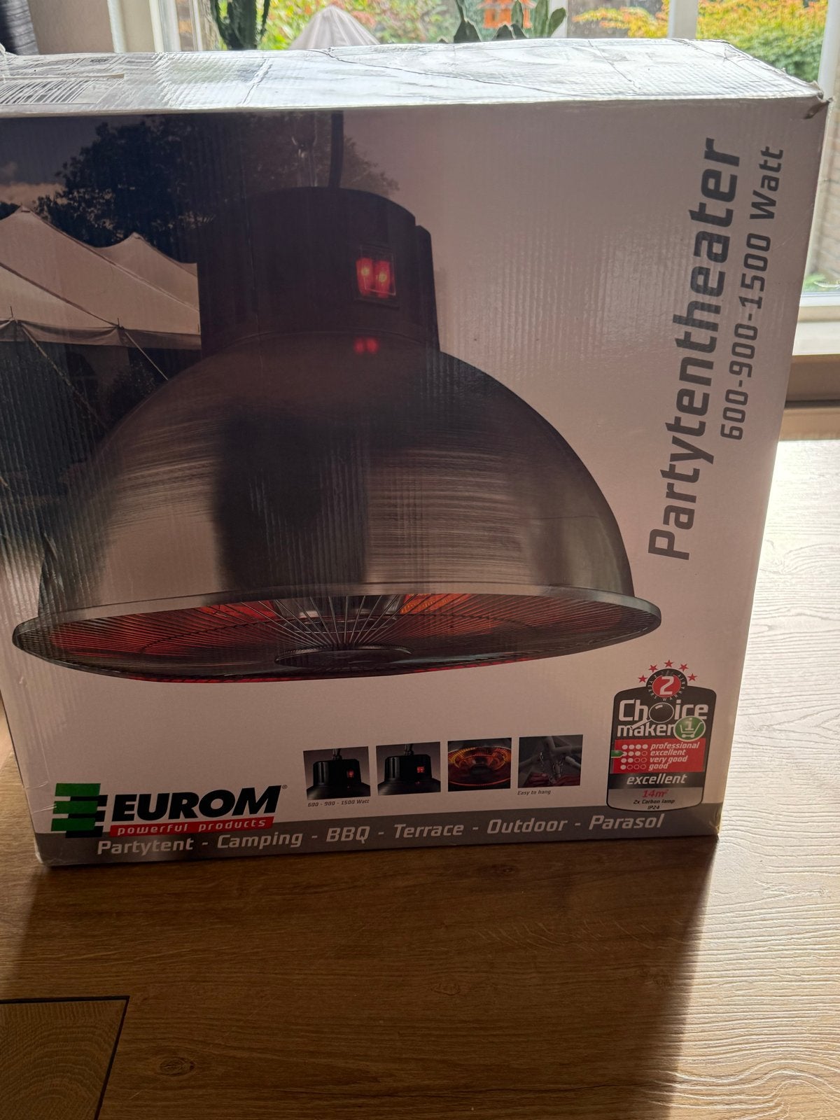 Eurom Partytentheater 1500 Watt - Elektrische Terrasverwarme, Parasol, Nieuw, Waterbestendig, Ophalen