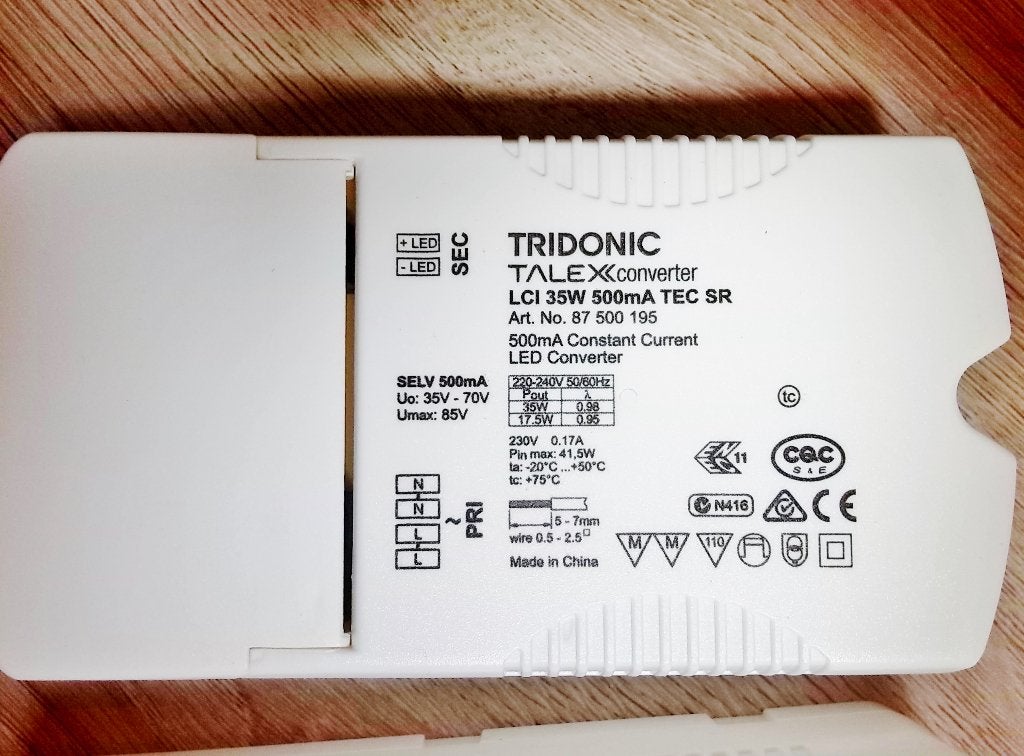 Tridonic LCI 35W 500mA TEC SR LED Converter, Ophalen of Verzenden, Nieuw, Overige merken, Omvormer