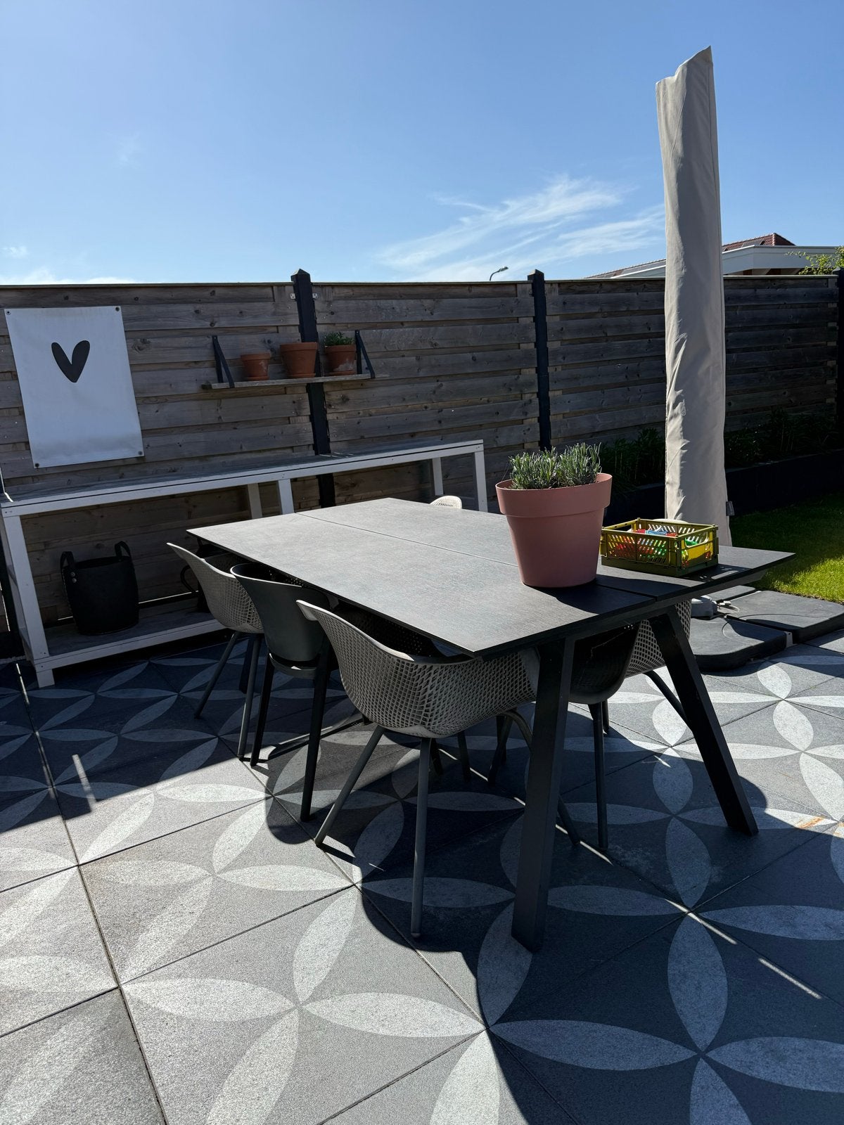 Tuintafel FAUSING Jutlandia met 6 stoelen, Ophalen, Gebruikt, Rechthoekig, Aluminium