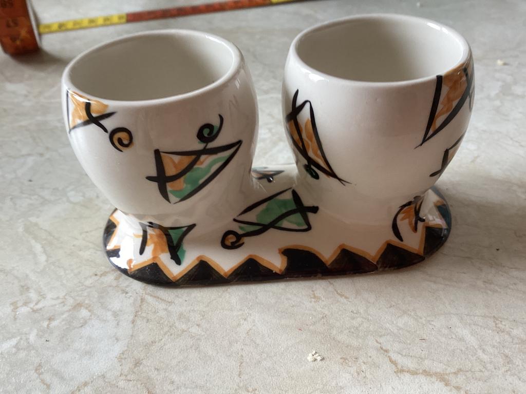 Eierdop duo // hoog 6x11.5x5.5cm, Ophalen of Verzenden, Zo goed als nieuw, Overige materialen, Overige stijlen
