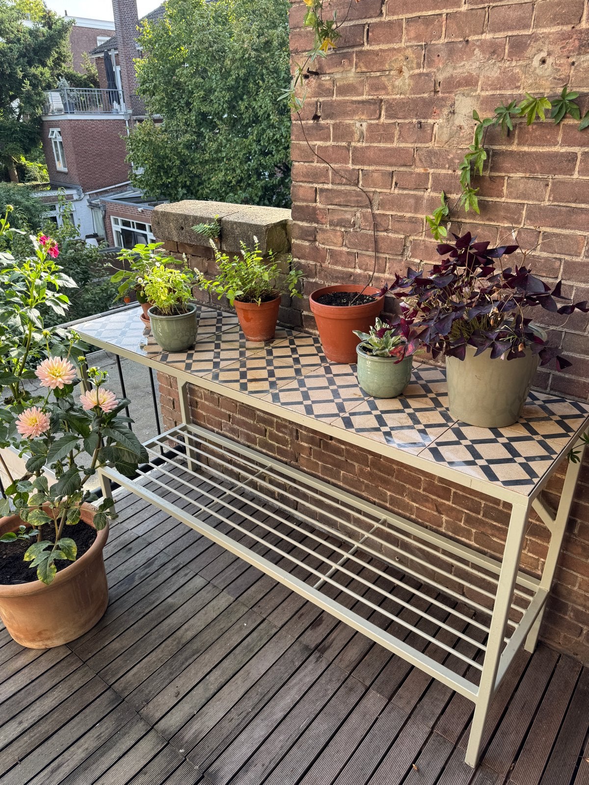 Tafel voor tuin of balkon - oppottafel / bijzettafel, Tuin en Terras, Ophalen, Nieuw, Rechthoekig, Metaal
