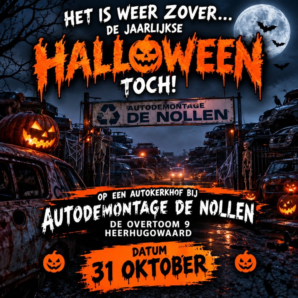 halloween spooktocht op een autosloperij, Hobby en Vrije tijd, Ophalen of Verzenden, Nieuw, Overige typen, Halloween of Griezel