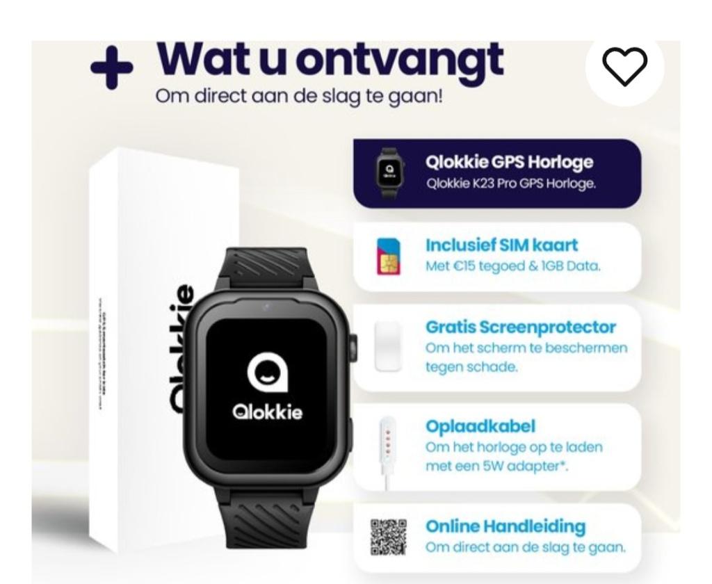 Smartwatch kind Qlokkie Kiddo Pro, Ophalen, Zo goed als nieuw, Zwart, Jongen of Meisje