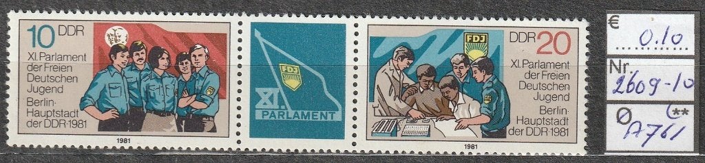 DDR FDJ '81 Michel 2609-10 Nr.A761p, Verzenden, DDR, Postfris
